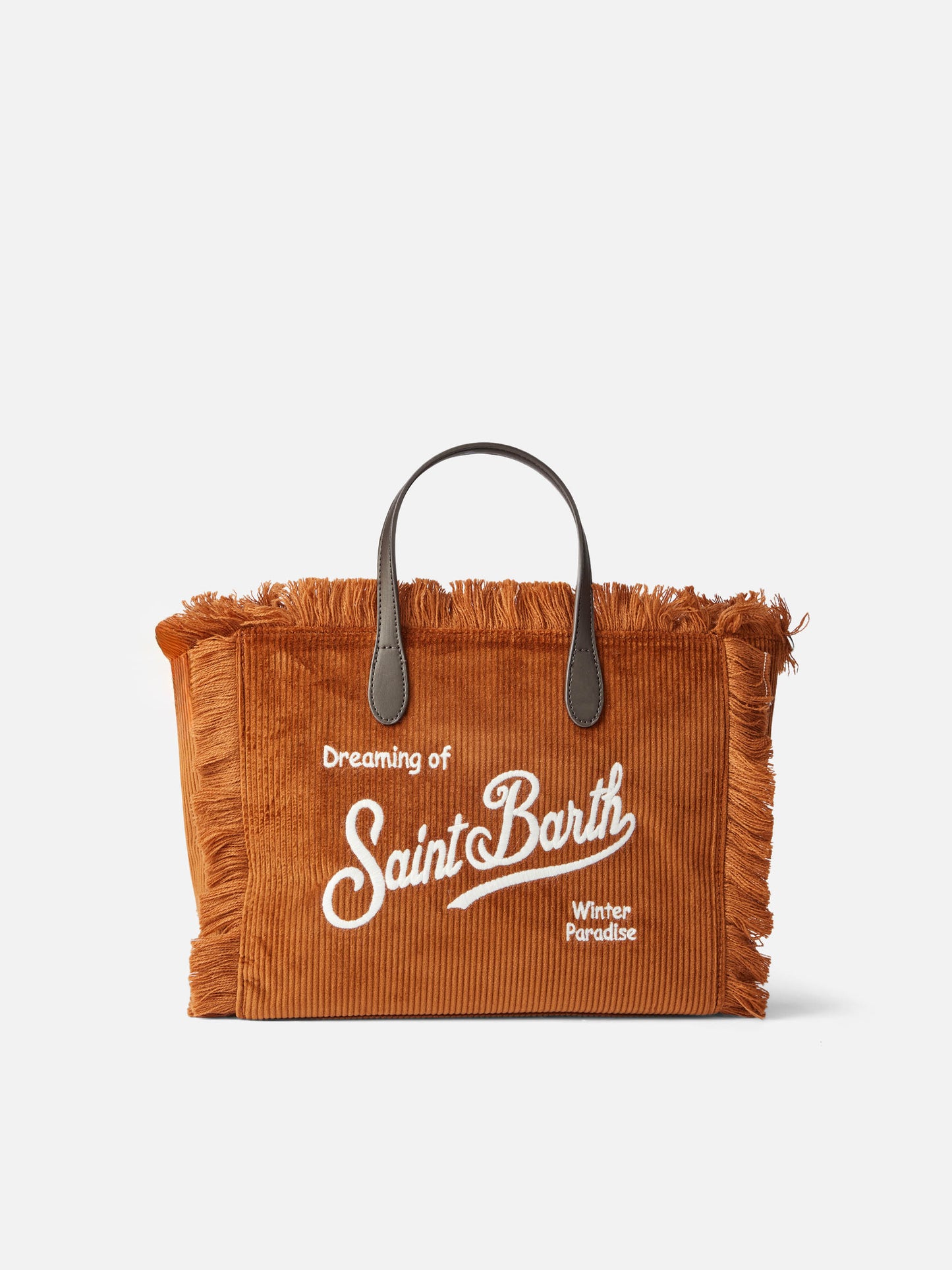 Brown corduroy Colette handbag with logo embroidery - MC2 Saint Barth