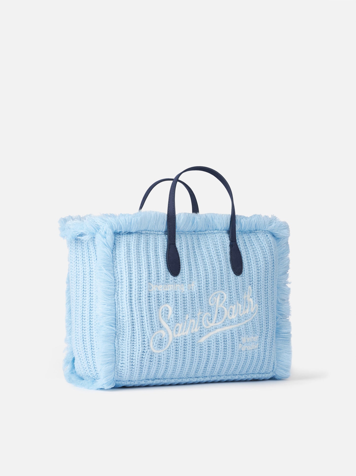 Light blue rib knit Colette handbag with logo embroidery - MC2 Saint Barth