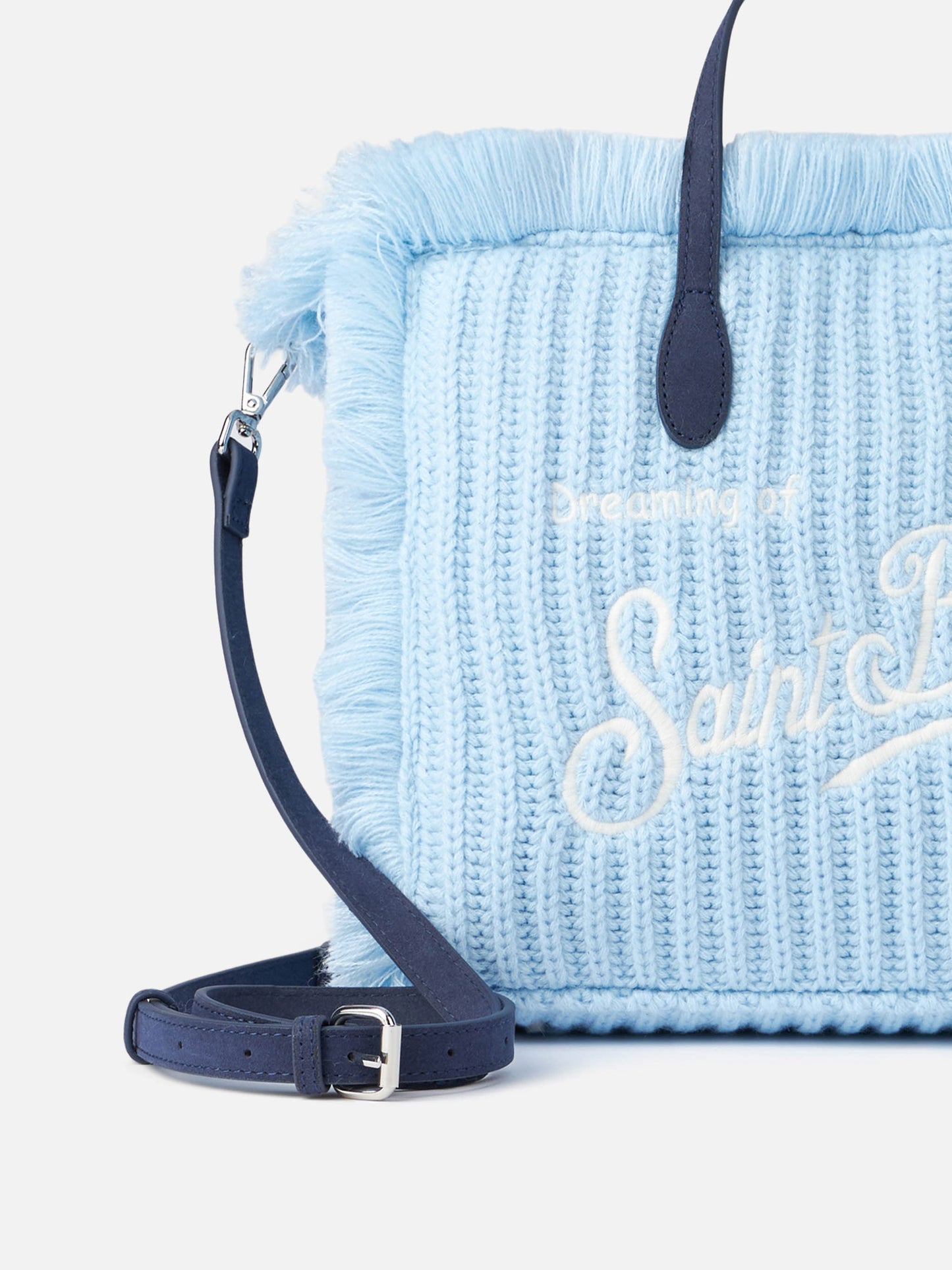 Light blue rib knit Colette handbag with logo embroidery - MC2 Saint Barth