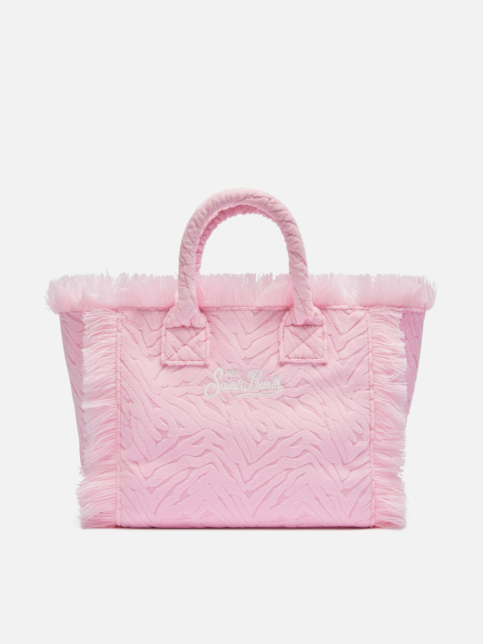 Colette Sponge pink zebra embossed terry handbag - MC2 Saint Barth