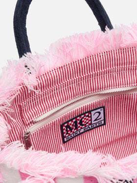 Colette Sponge pink striped terry handbag