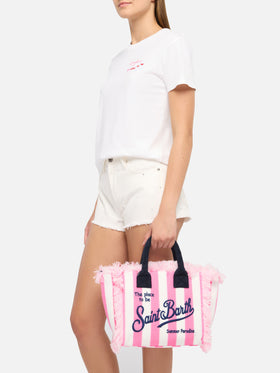 Colette Sponge pink striped terry handbag