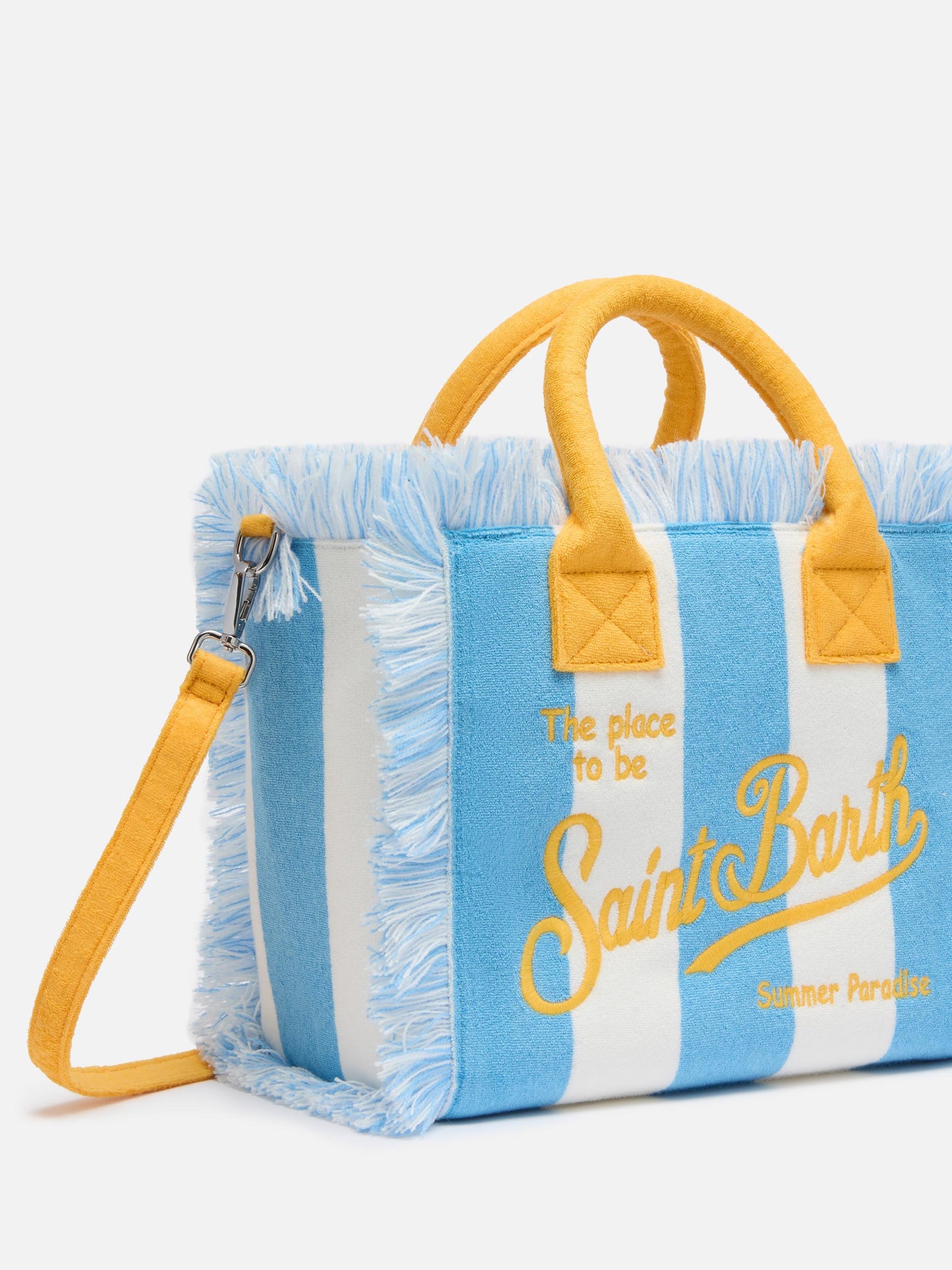Colette Sponge light blue striped terry handbag - MC2 Saint Barth