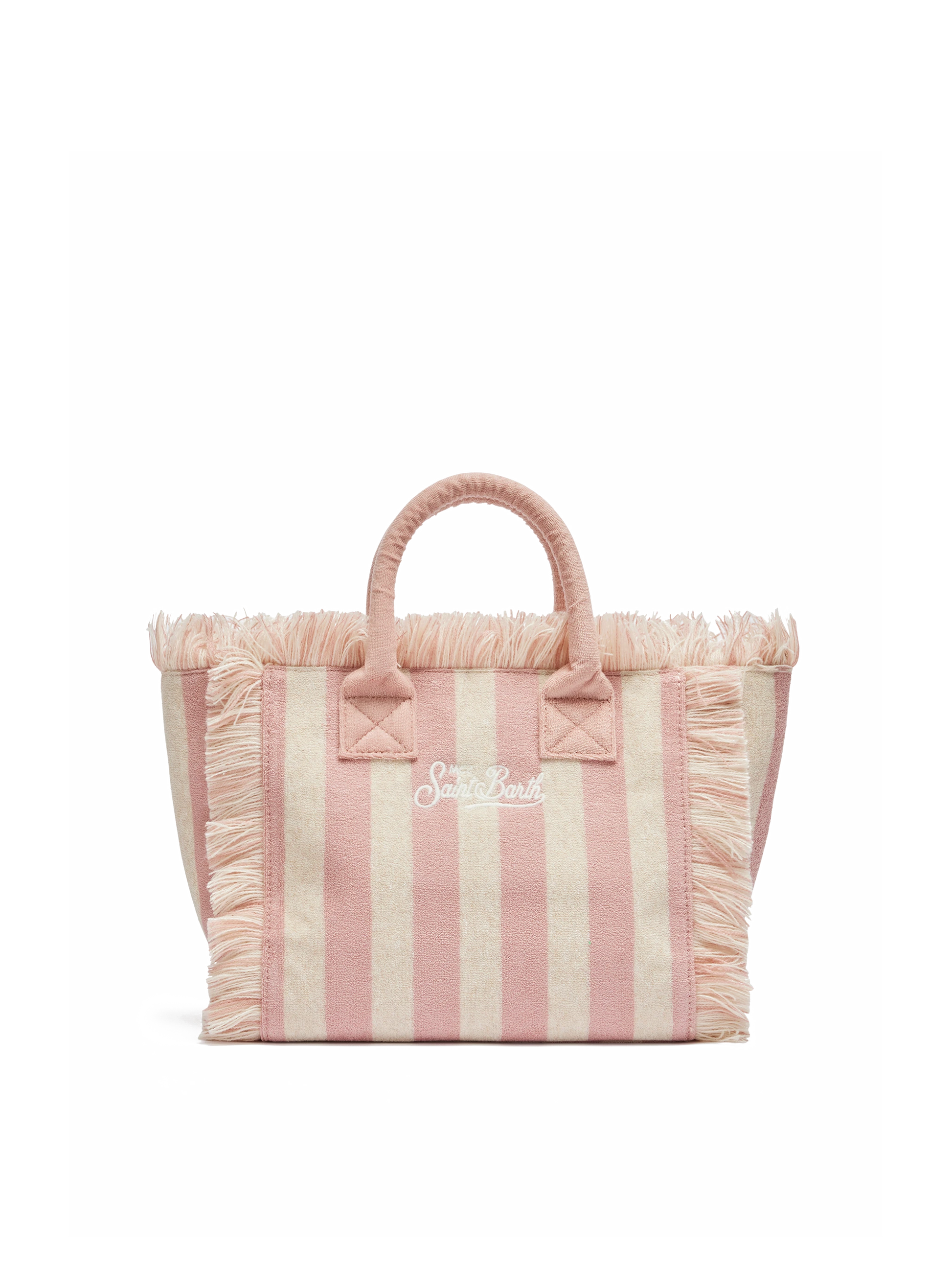 Colette Sponge light pink striped terry handbag - MC2 Saint Barth
