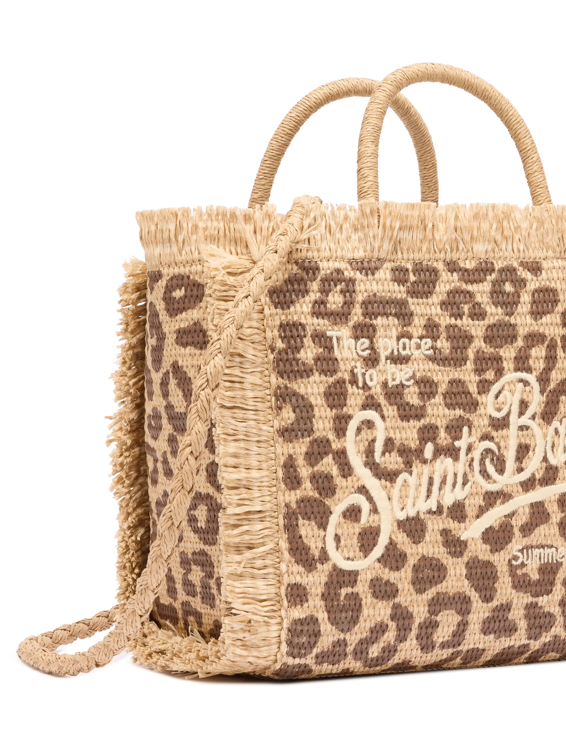 Colette Straw effect handbag with animalier print - MC2 Saint Barth