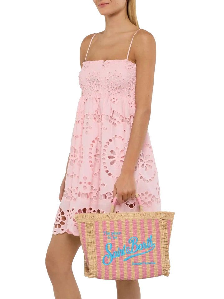 Colette Straw effect handbag with striped print - MC2 Saint Barth