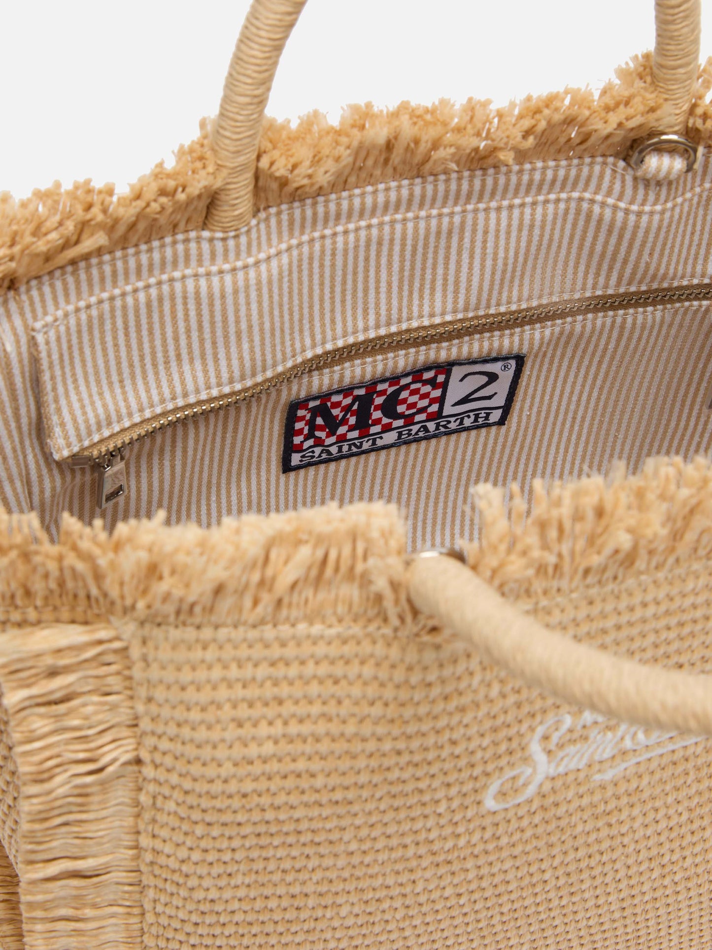 Colette Straw effect handbag with emboidered small logo - MC2 Saint Barth