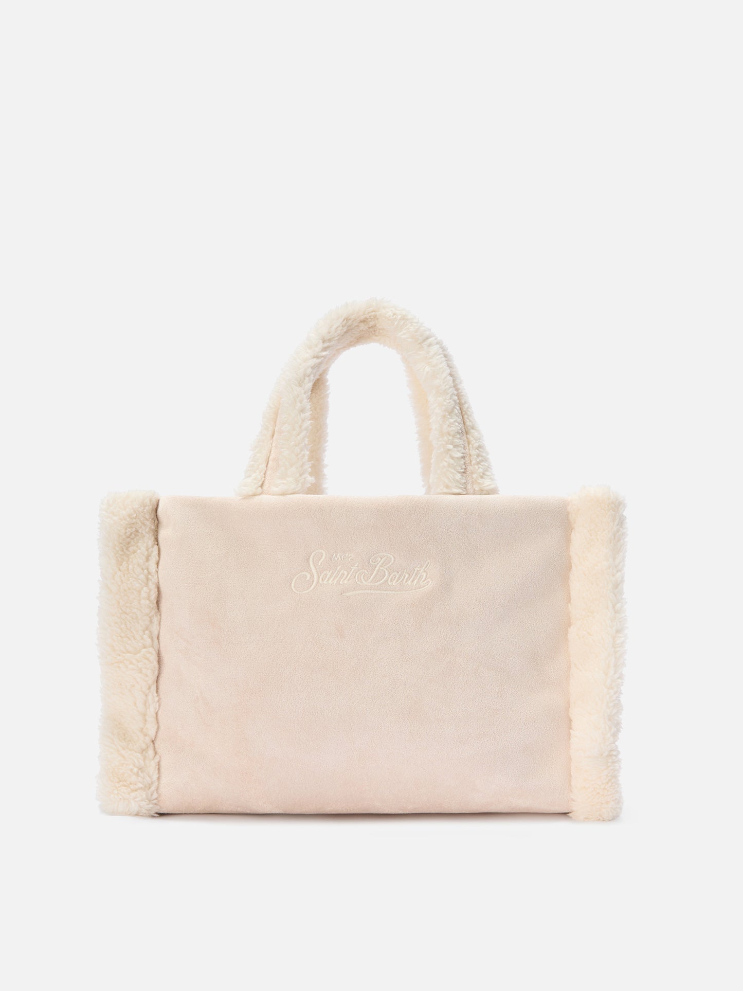 Colette Shearling Handbag in faux suede ice with shearling details
