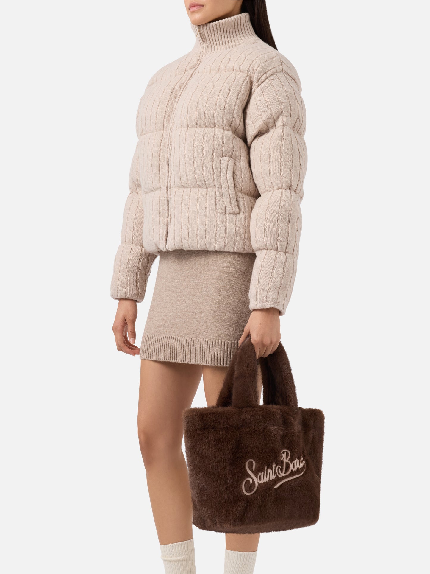 Colette Soft Handtasche aus braunem Kunstpelz