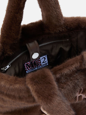 Colette Soft Handbag in brown faux fur