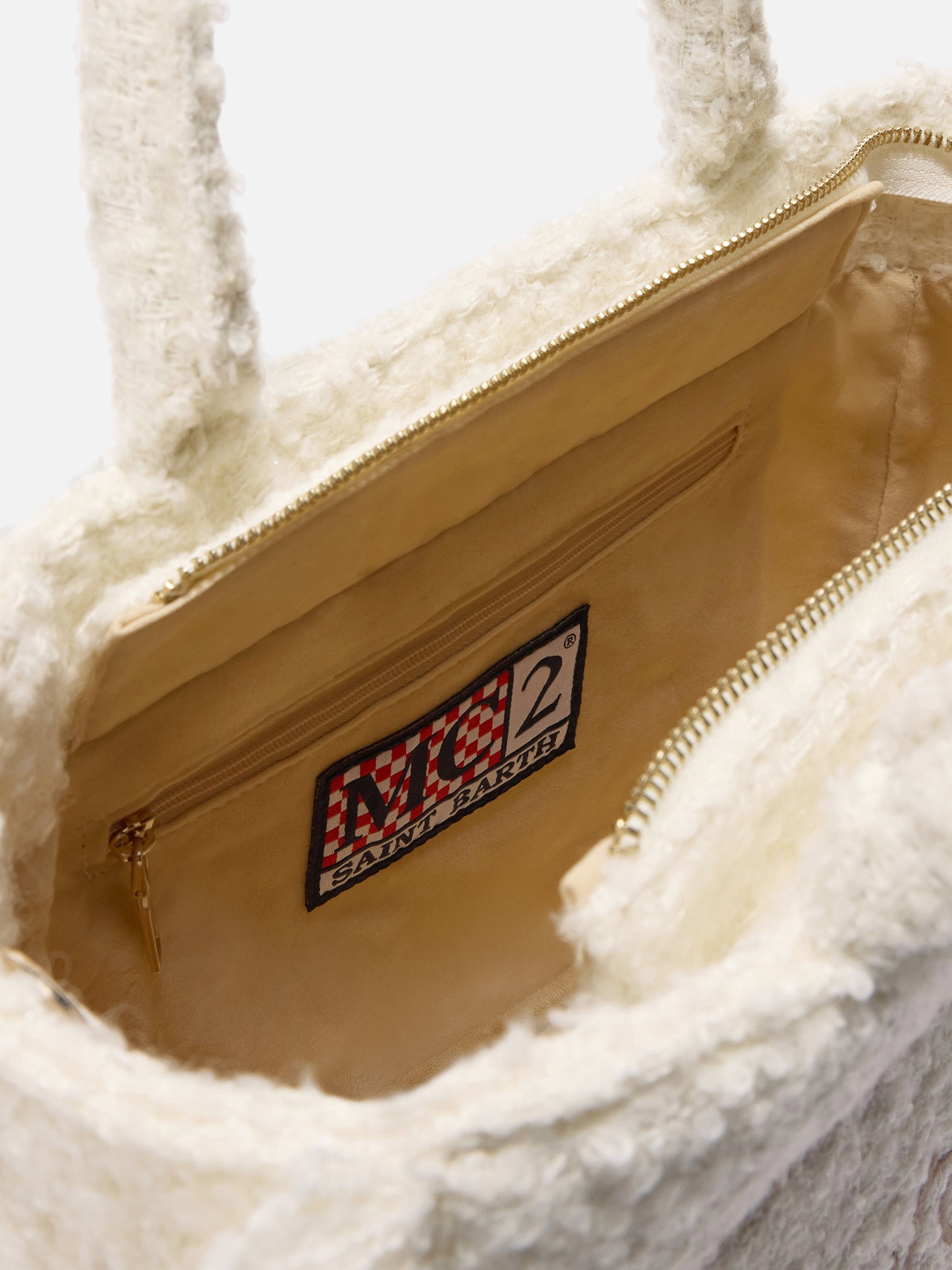 Borsa a mano Colette Tweed in misto lana bianca