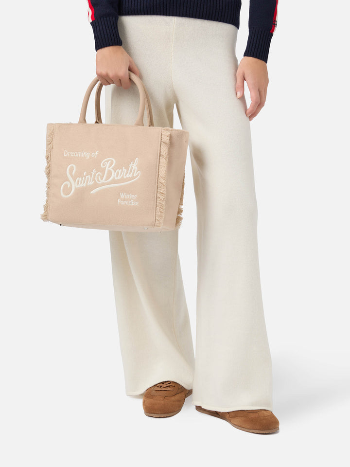 Borsa a mano Colette Felt in misto lana beige