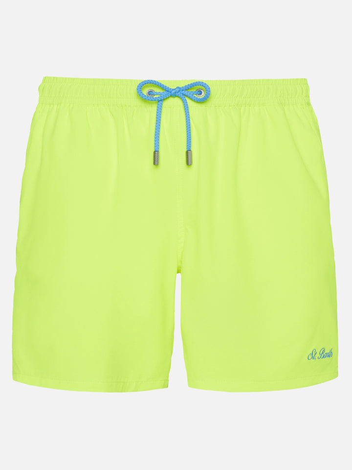 Fluo yellow Comfort swim shorts with St. Barth embroidery - MC2 Saint Barth