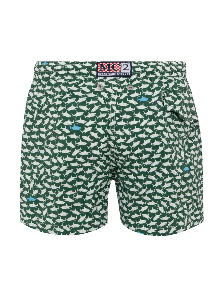 Comfort Light swim shorts with shark print - MC2 Saint Barth