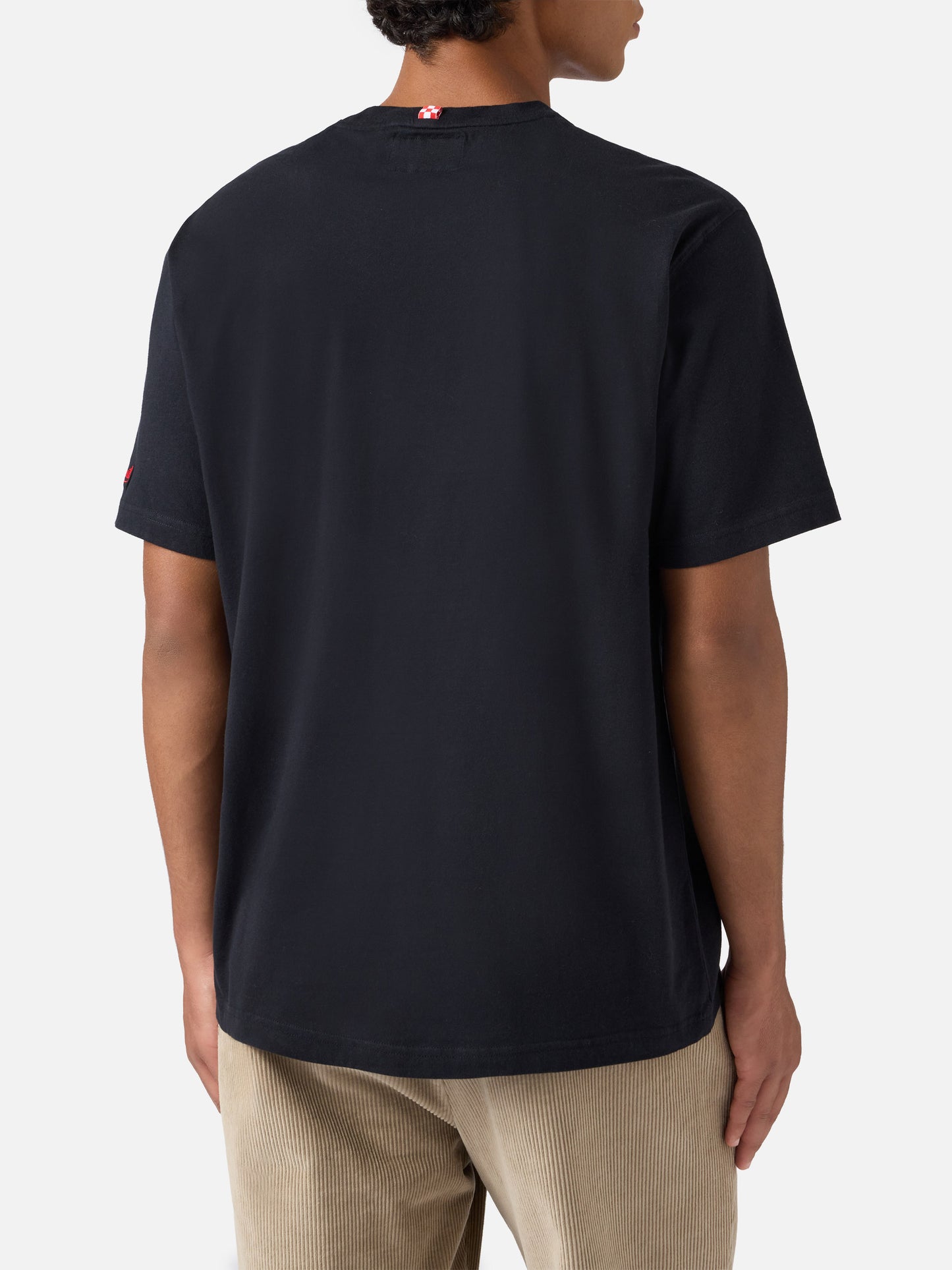 T-shirt Connor in cotone nero con ricamo sul taschino Panda is rare