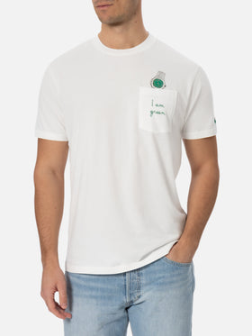 Weißes Baumwoll-T-Shirt für Herren Connor mit „I am green“-Stickerei