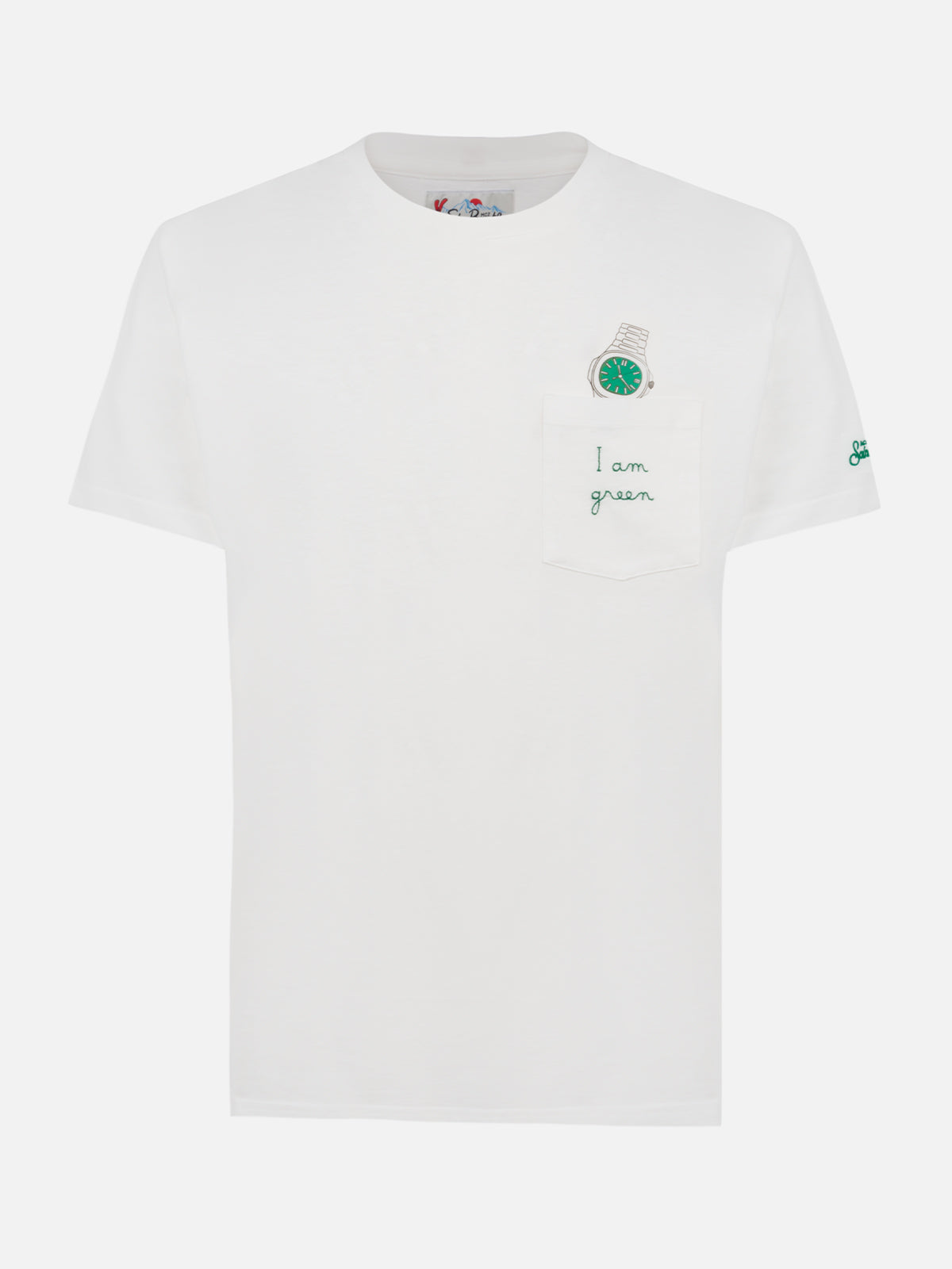Weißes Baumwoll-T-Shirt für Herren Connor mit „I am green“-Stickerei