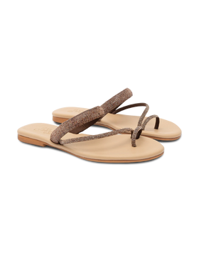 Cora flat Sandals with toe ring and brown rhinestones - MC2 Saint Barth