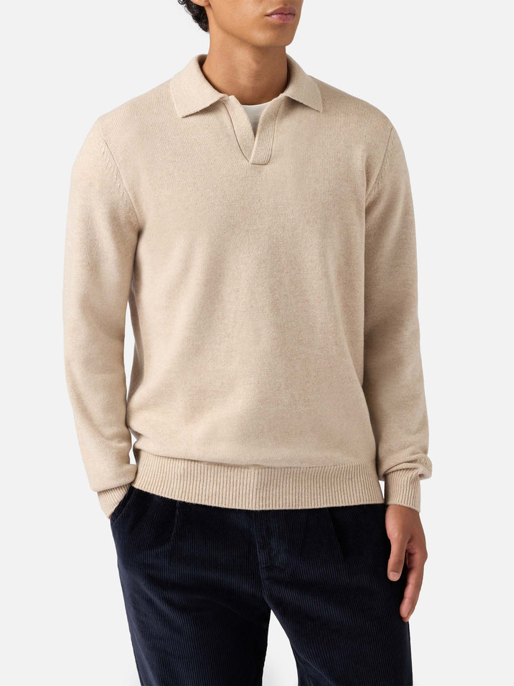 Polo in maglia Covent in pura lana beige