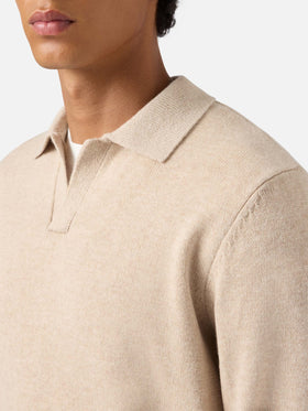 Beige pure-wool knit polo Covent