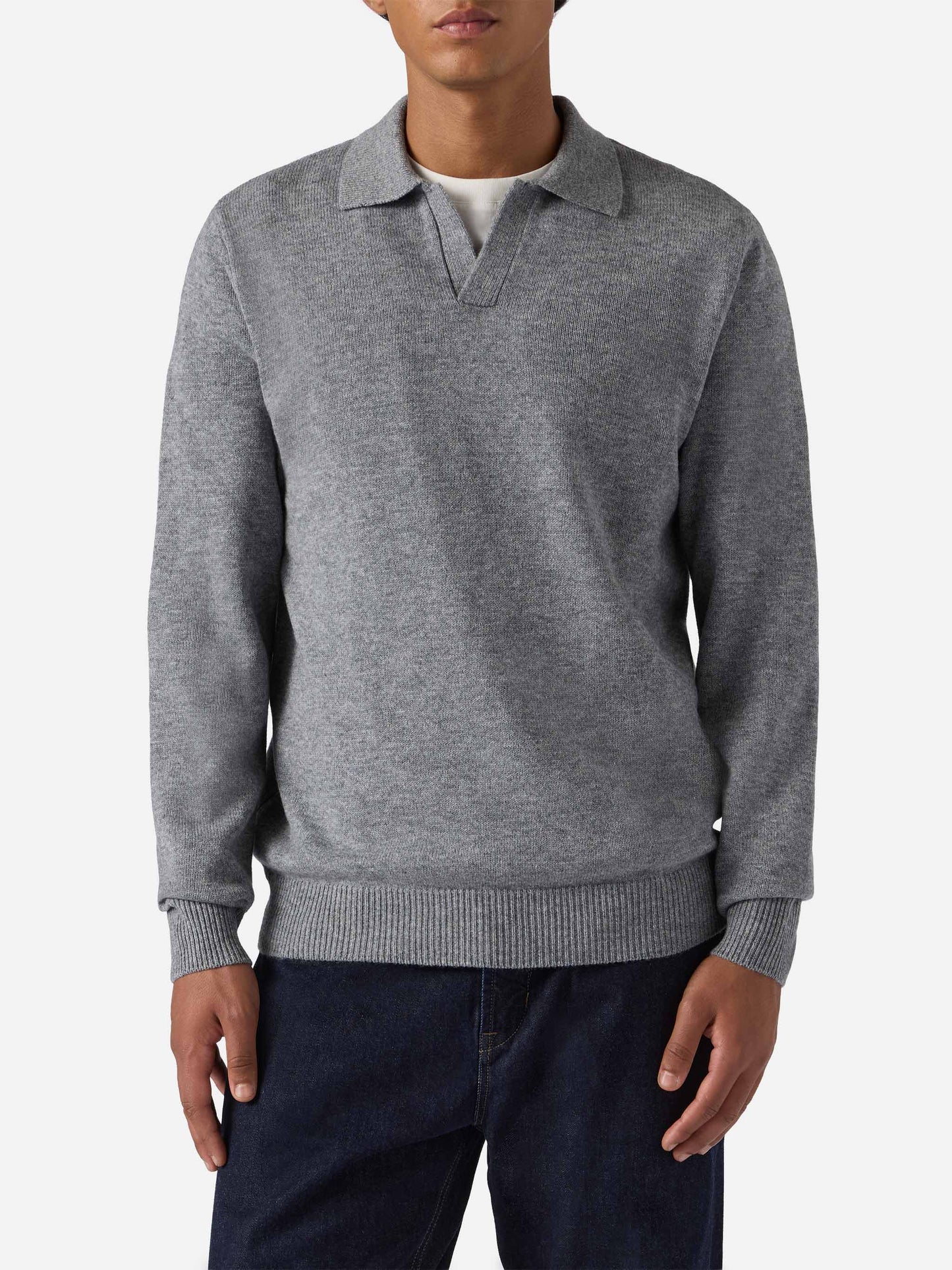 Polo in maglia Covent in pura lana grigio melange