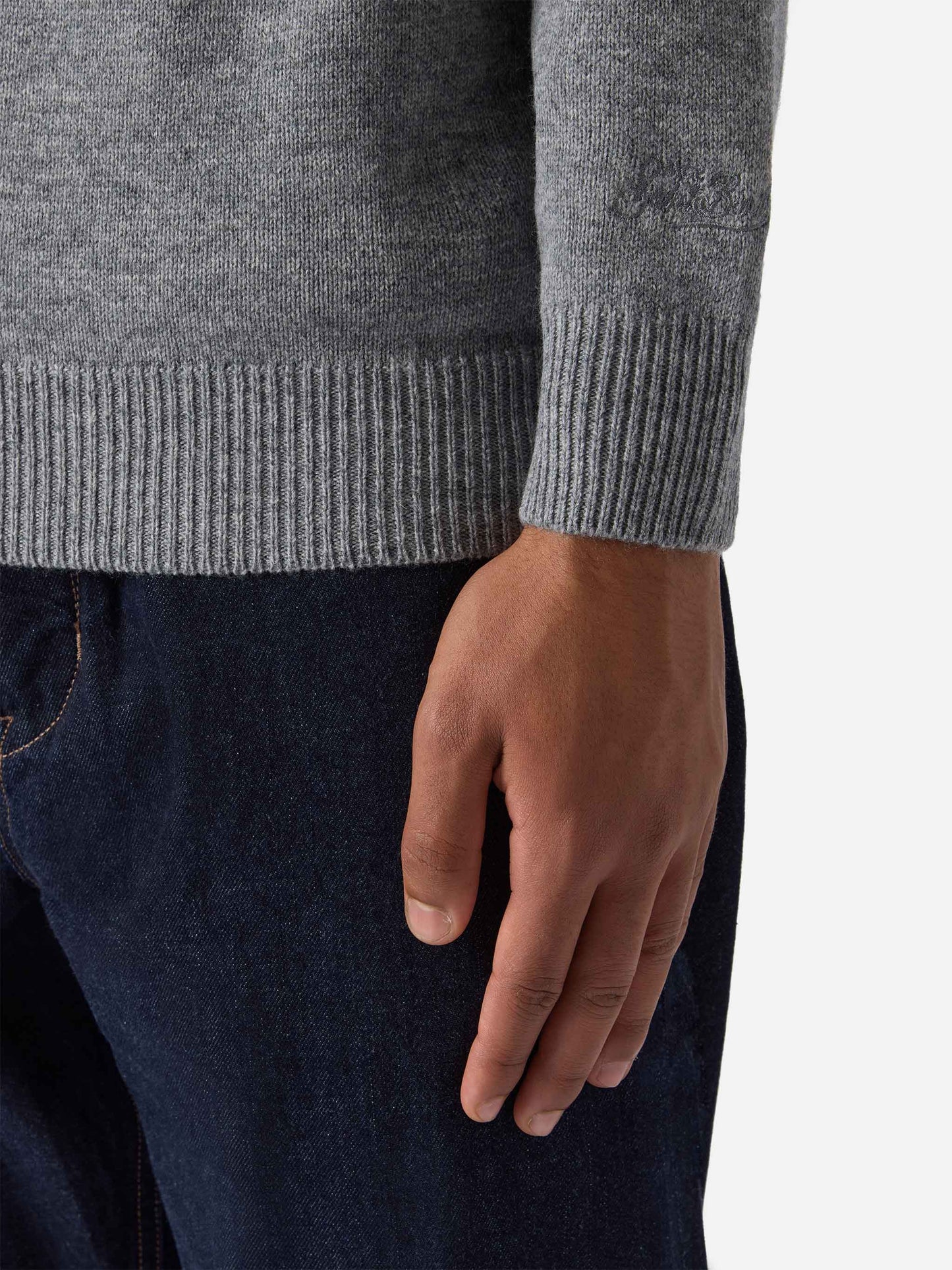 Polo in maglia Covent in pura lana grigio melange