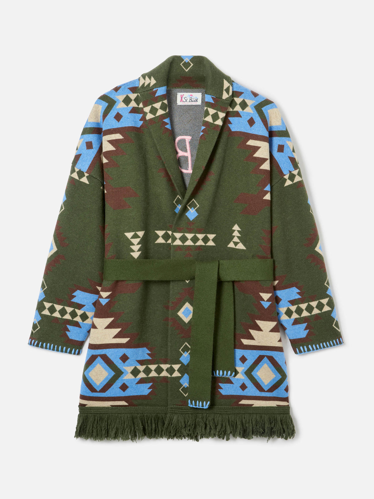 Cardigan mélangé Cristabel avec ceinture et imprimé ethnique