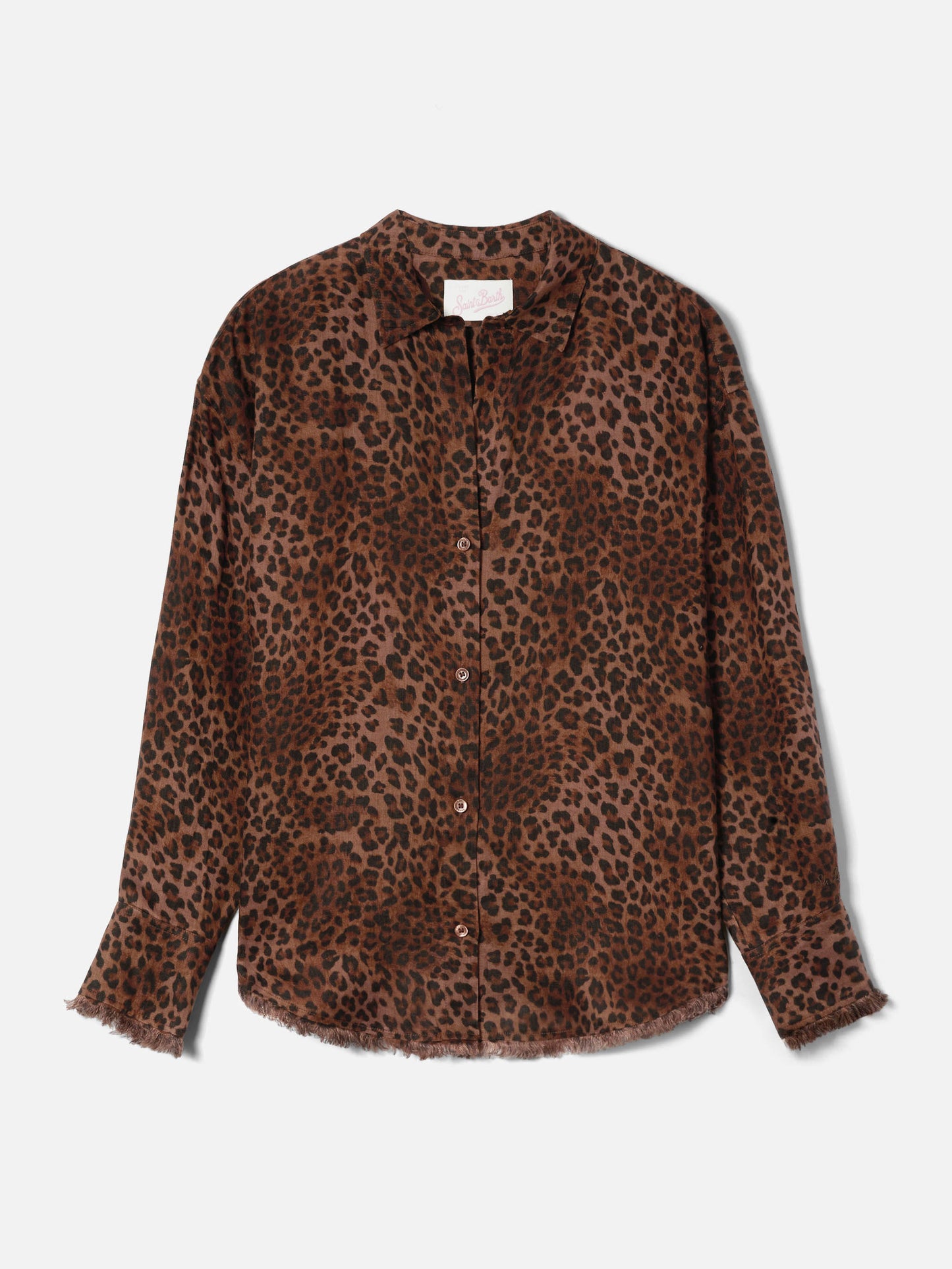 Camicia Cristal in lino con stampa leopardata