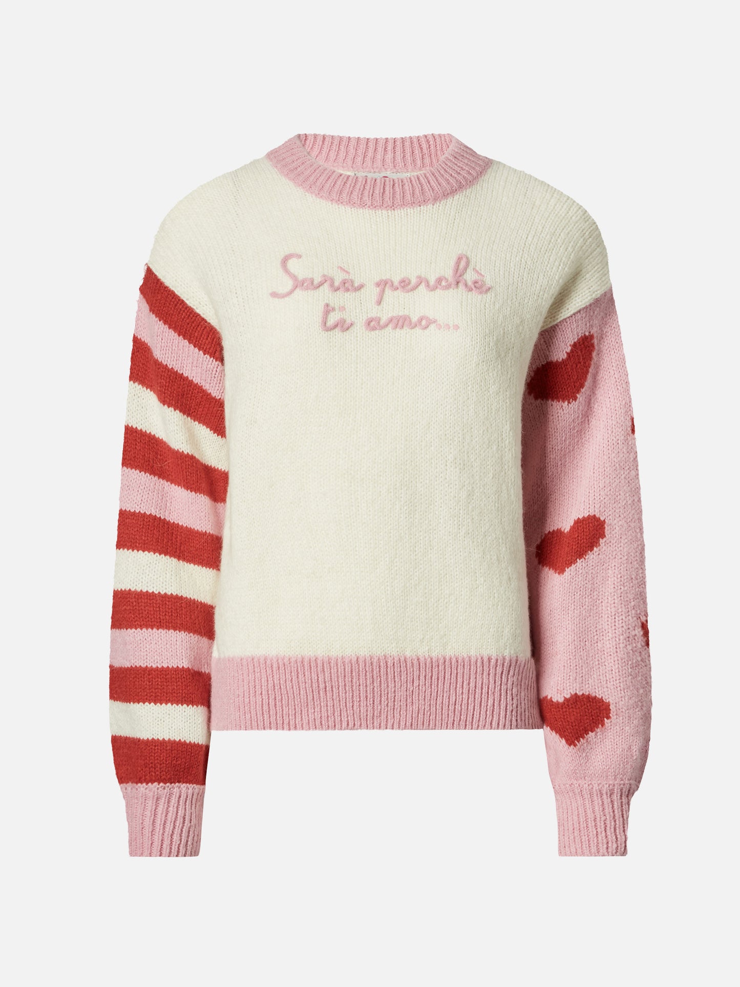 Alpaka-Pullover Danya mit Sarà perchè ti amo-Stickerei