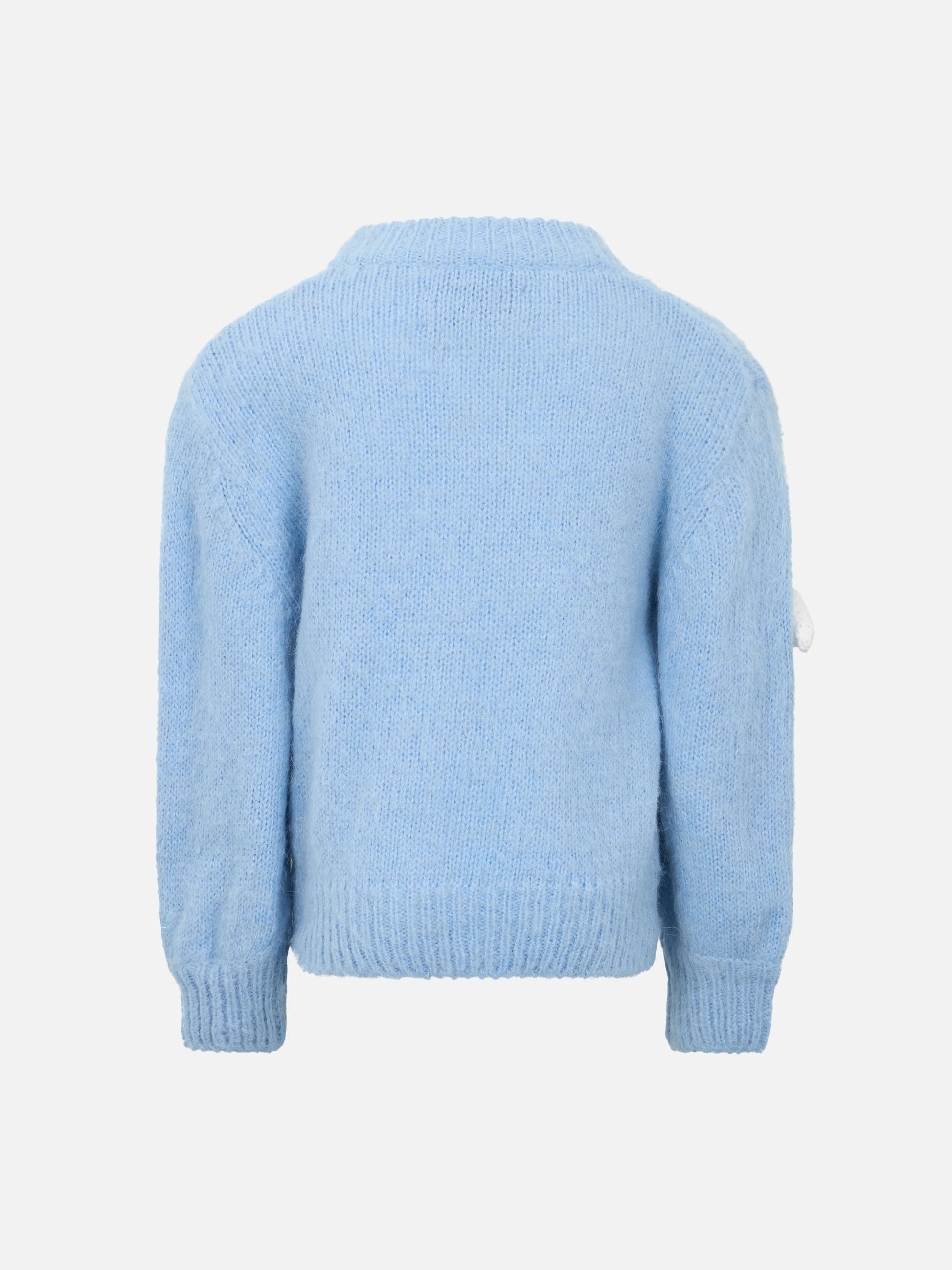 Girl boxy shape soft sweater Danya Jr with crochet cloud 3D patches - MC2 Saint Barth