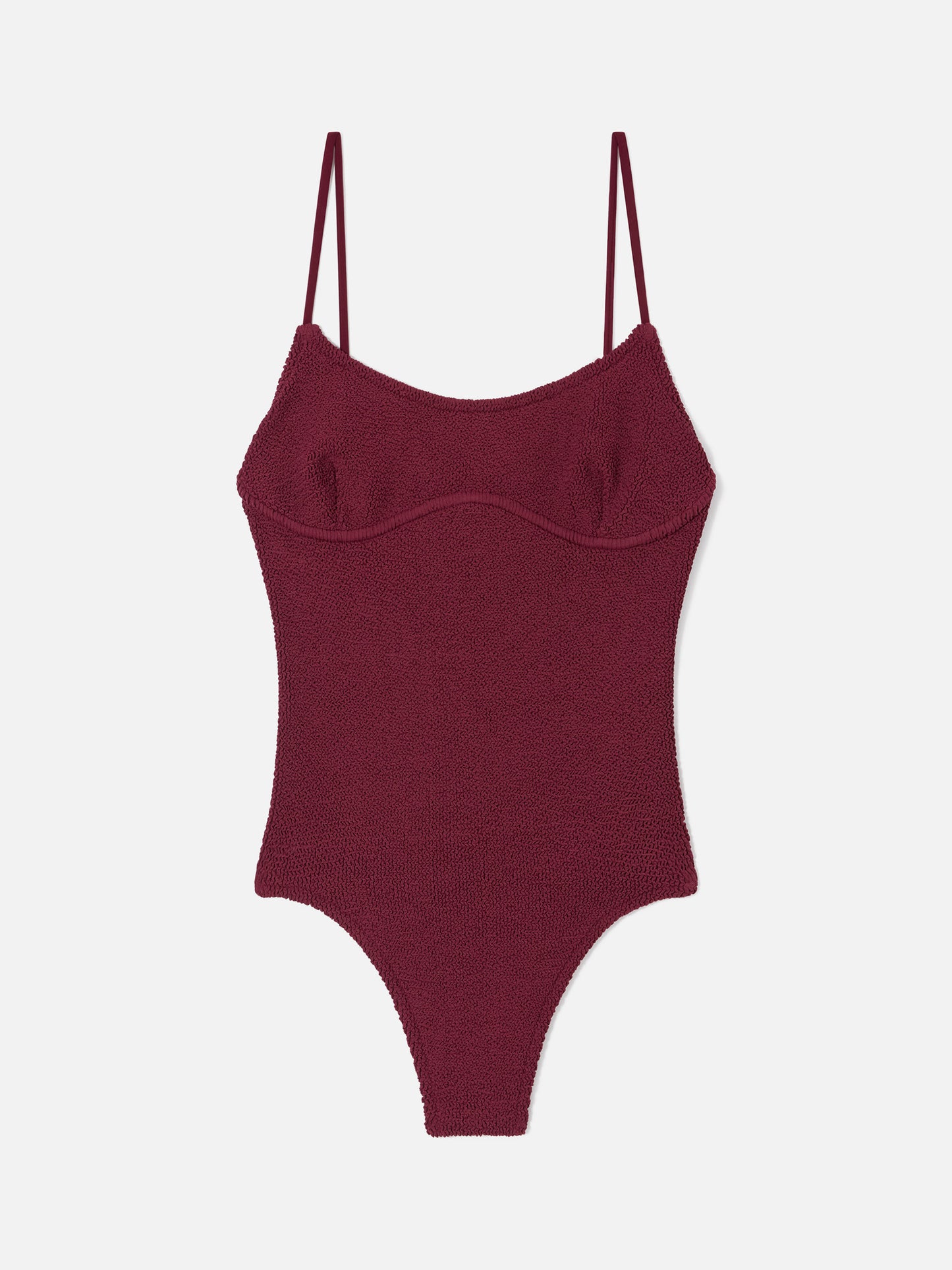 Dara one-piece swimsuit in burgundy crinkle fabric