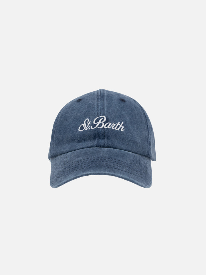 Cappellino Davis in denim blu navy con ricamo Saint Barth