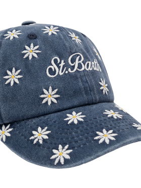 Blue denim ball cap Baseball Jr with daisy embroidery - MC2 Saint Barth