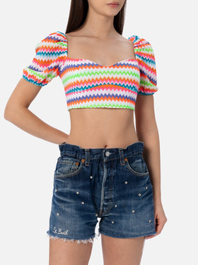Woman raschel knit cropped top - MC2 Saint Barth