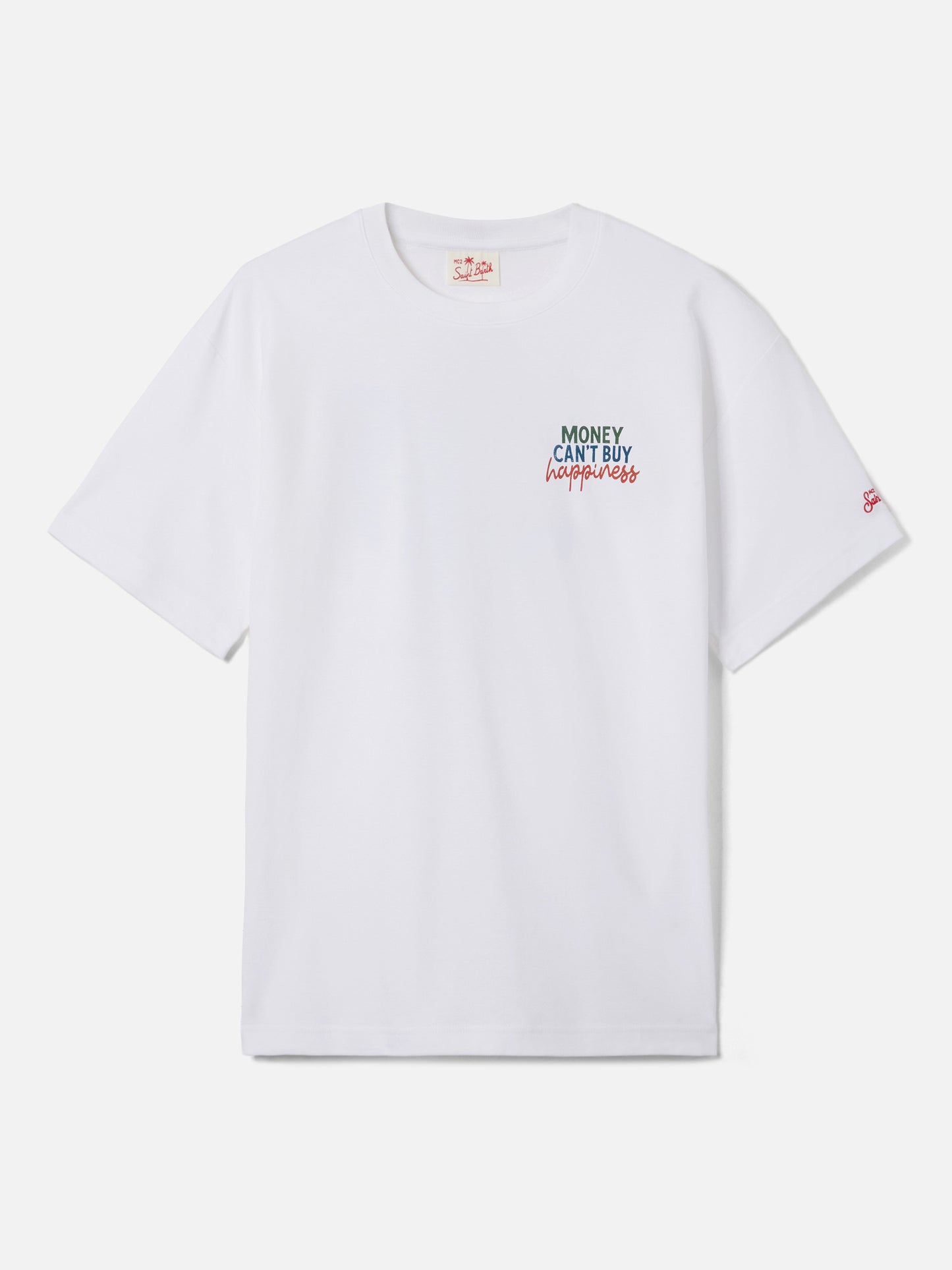 T-shirt Delmar con stampa Money Can’t Buy Happiness e maxi grafica sul retro