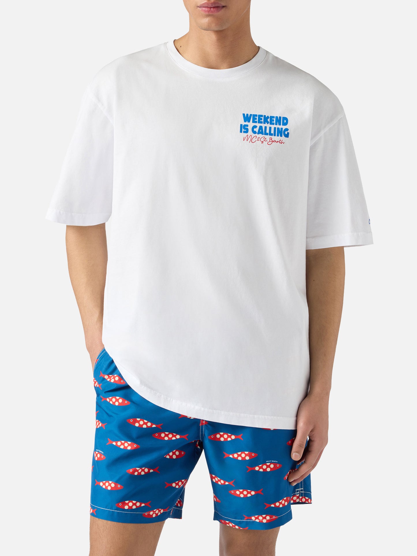 T-shirt Delmar con stampa Weekend Is Calling e maxi grafica sul retro