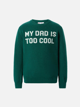 Green sweater Douglas with My dad is too cool jacquard