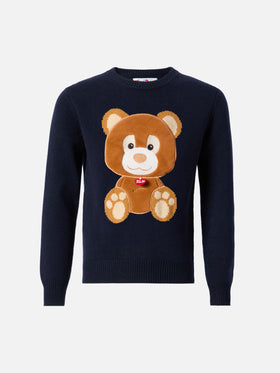 Sweater Douglas in cashmere blend with Orso Trudi patch | TRUDI SPECIAL EDITION