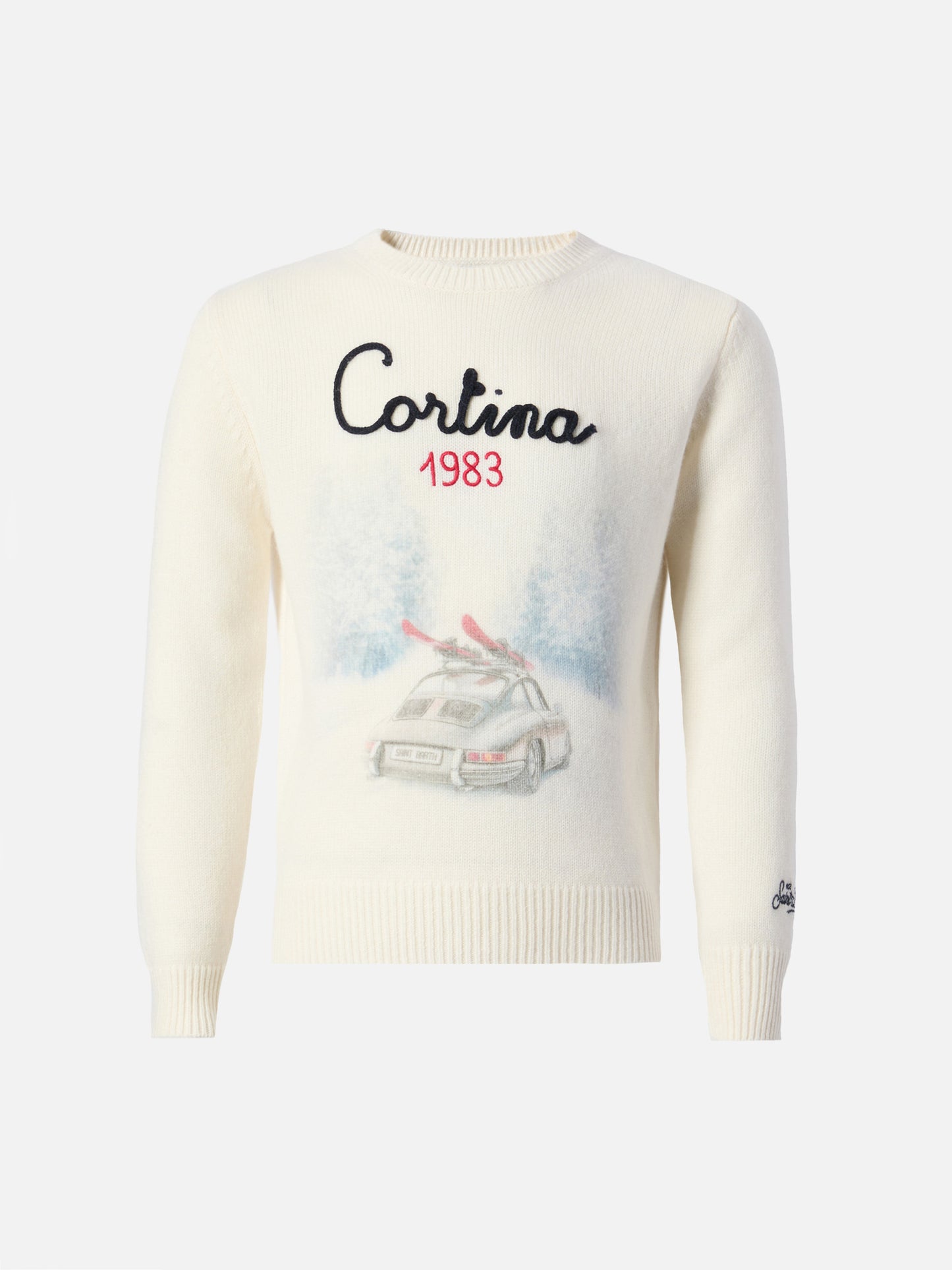Maglione Douglas  con stampa Cortina road e ricamo Cortina 1983