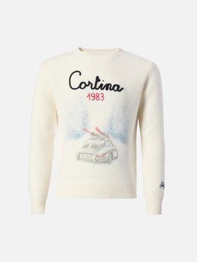 Maglione Douglas  con stampa Cortina road e ricamo Cortina 1983