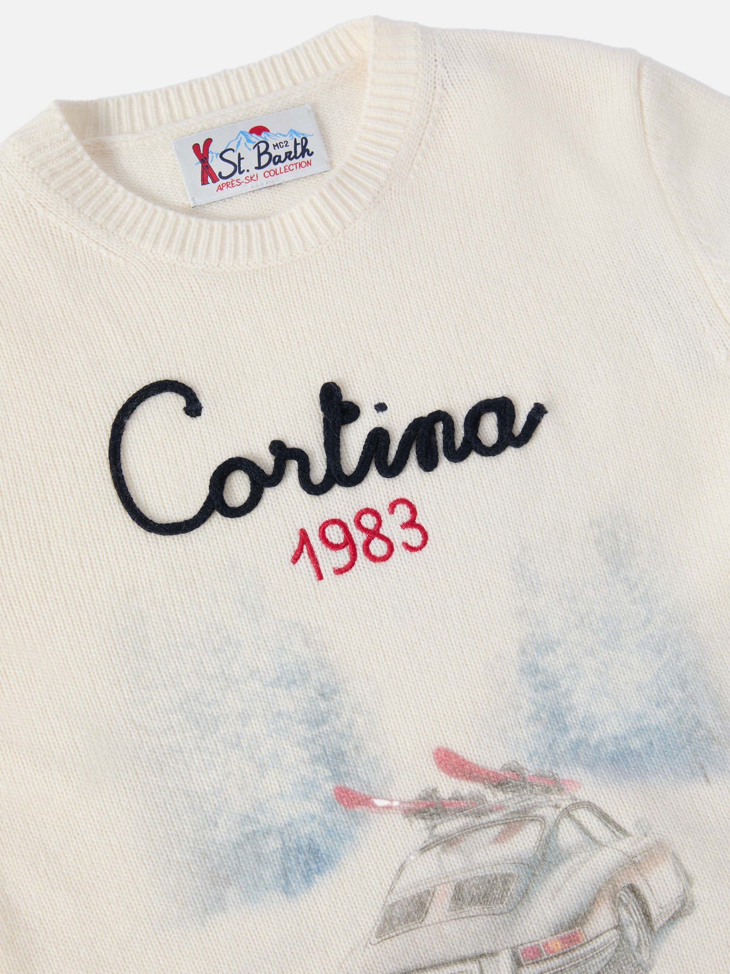 Maglione Douglas  con stampa Cortina road e ricamo Cortina 1983