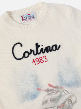 Maglione Douglas  con stampa Cortina road e ricamo Cortina 1983