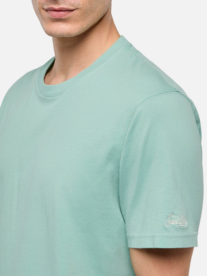 Sage green cotton jersey t-shirt Dover with St. Barth embroidery - MC2 Saint Barth