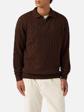 Brown wool knit polo Downing