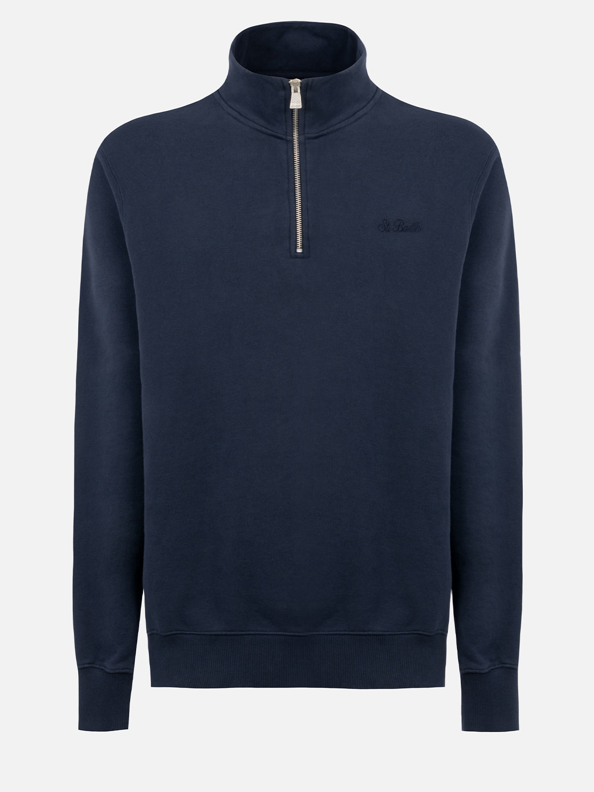 Man navy blue half zipped sweatshirt Dunkan with St. Barth embroidery - MC2 Saint Barth