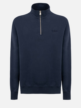 Man navy blue half zipped sweatshirt Dunkan with St. Barth embroidery - MC2 Saint Barth