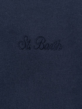 Man navy blue half zipped sweatshirt Dunkan with St. Barth embroidery - MC2 Saint Barth