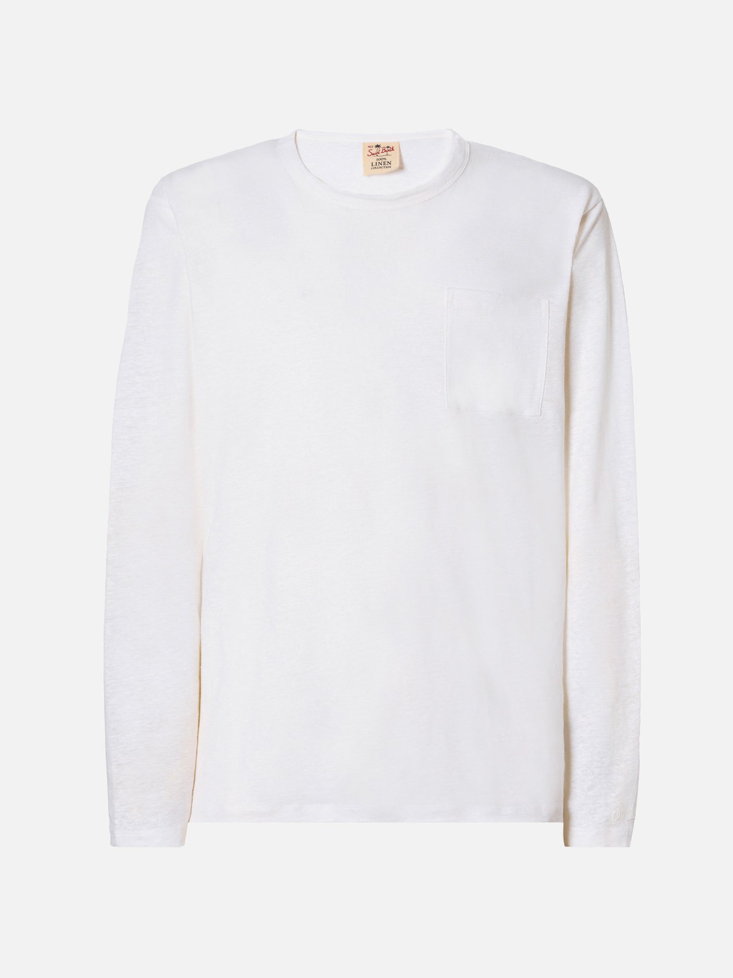 T-shirt da uomo in jersey di lino bianca navy Ecstasea con taschino