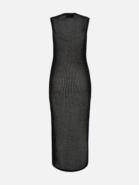 Eileen long lurex black mesh crochet dress - MC2 Saint Barth
