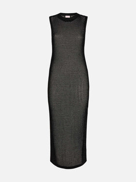 Eileen long lurex black mesh crochet dress - MC2 Saint Barth